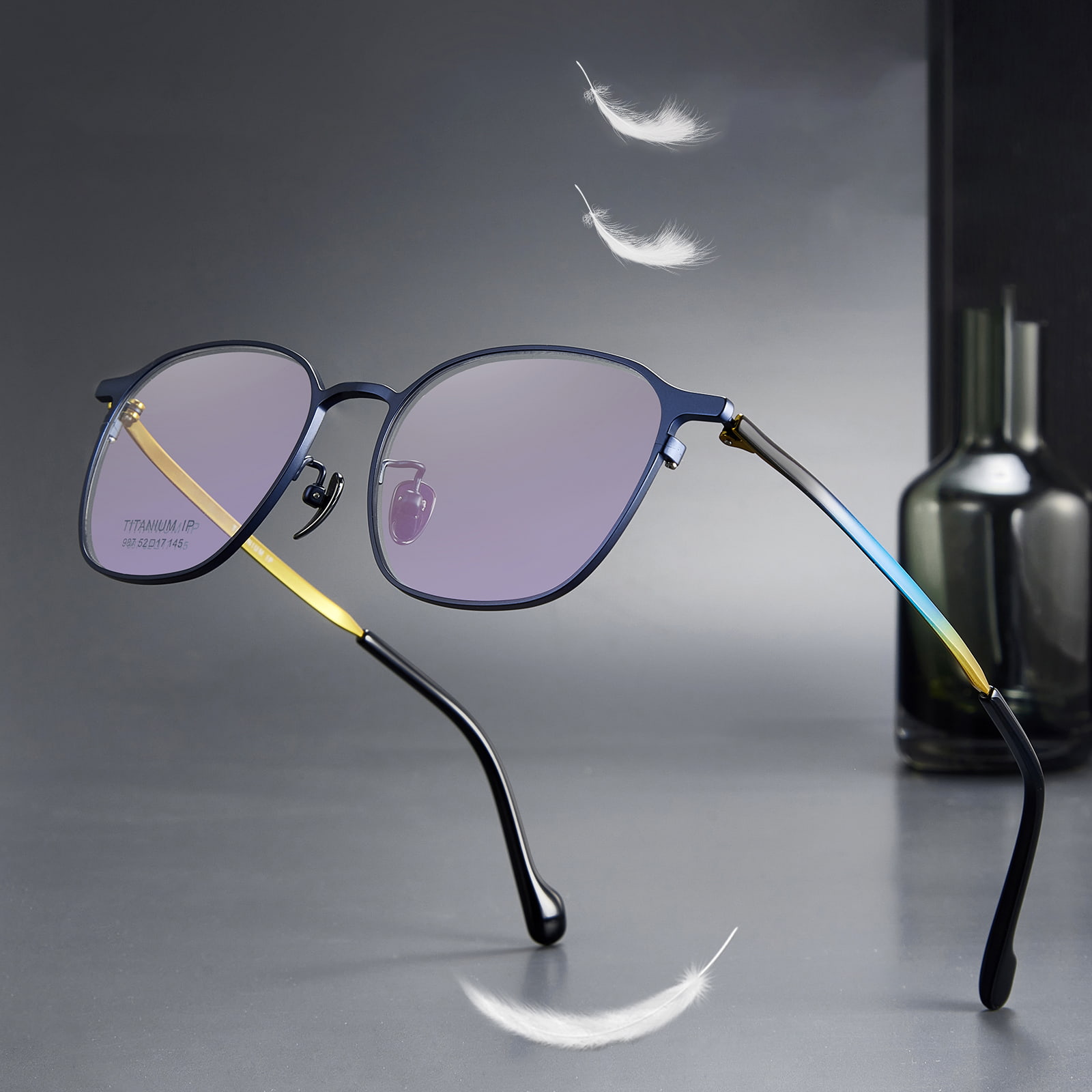 987 Simple Gradient Color Temples Tiszta titán szemüveg