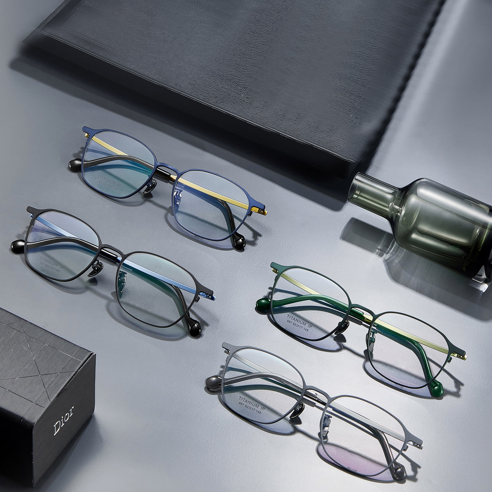 987 Simple Gradient Color Temples Tiszta titán szemüveg
